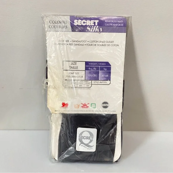 Secret Silky Reinforced Pantyhose Nightshade One Size New Old Stock. - Picture 3 of 3